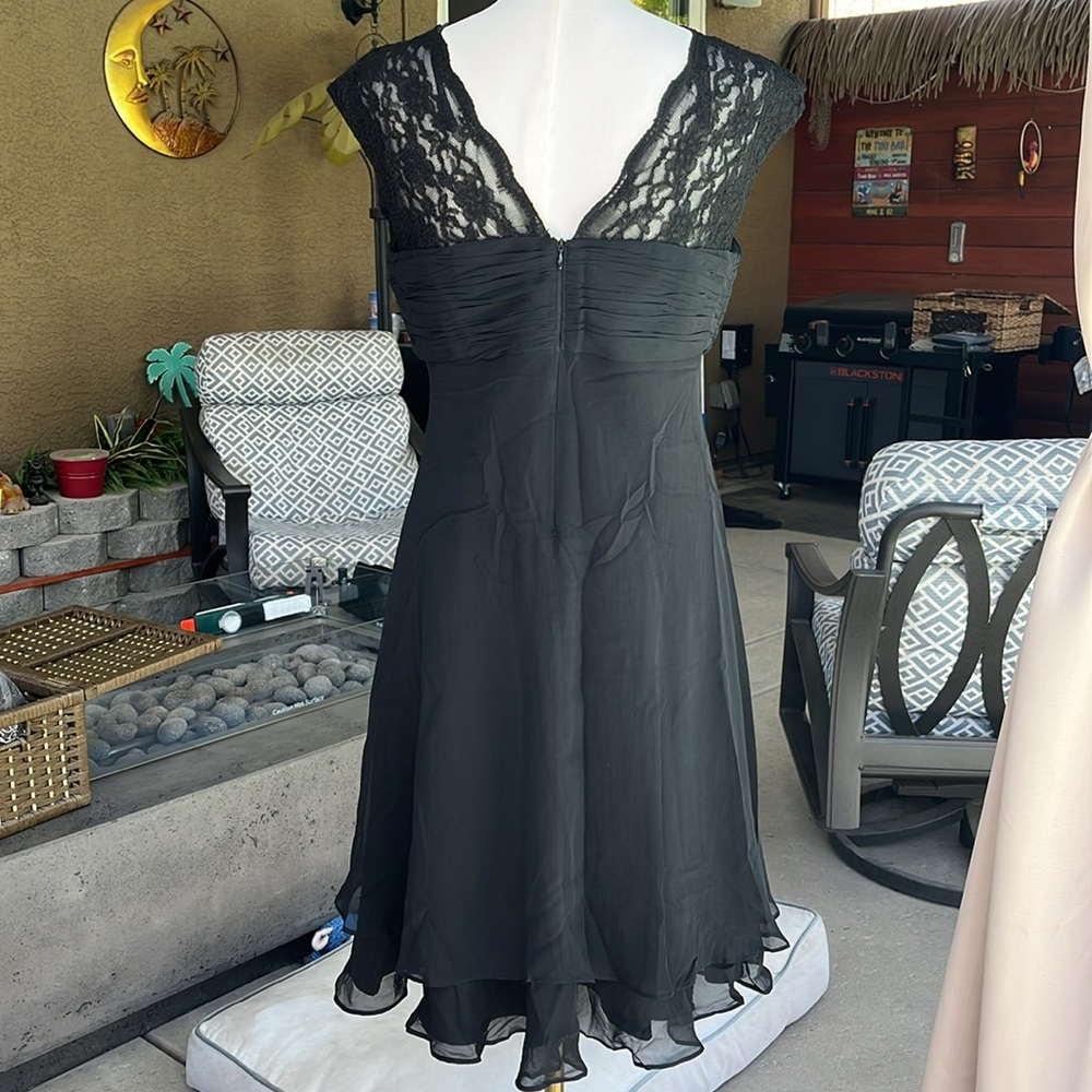 Donna Ricco Elegant Black Chiffon Dress - Picture 2 of 12